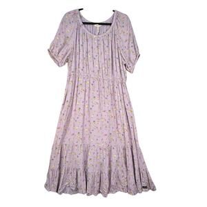 Matilda Jane Peasant Midi Dress Enchanted Garden Lavender Floral Size X-Large